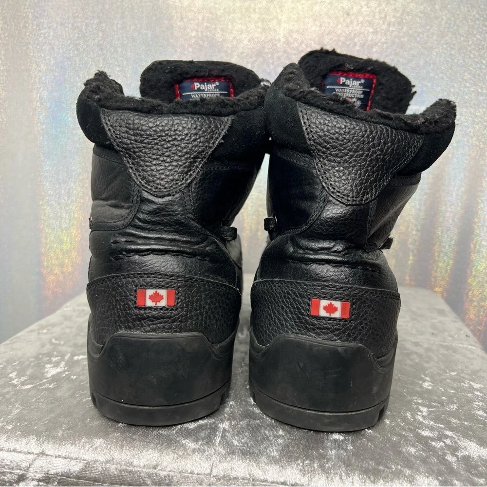 Pajar winter boots black high top sneaker style shoes black red blue shiny warm
